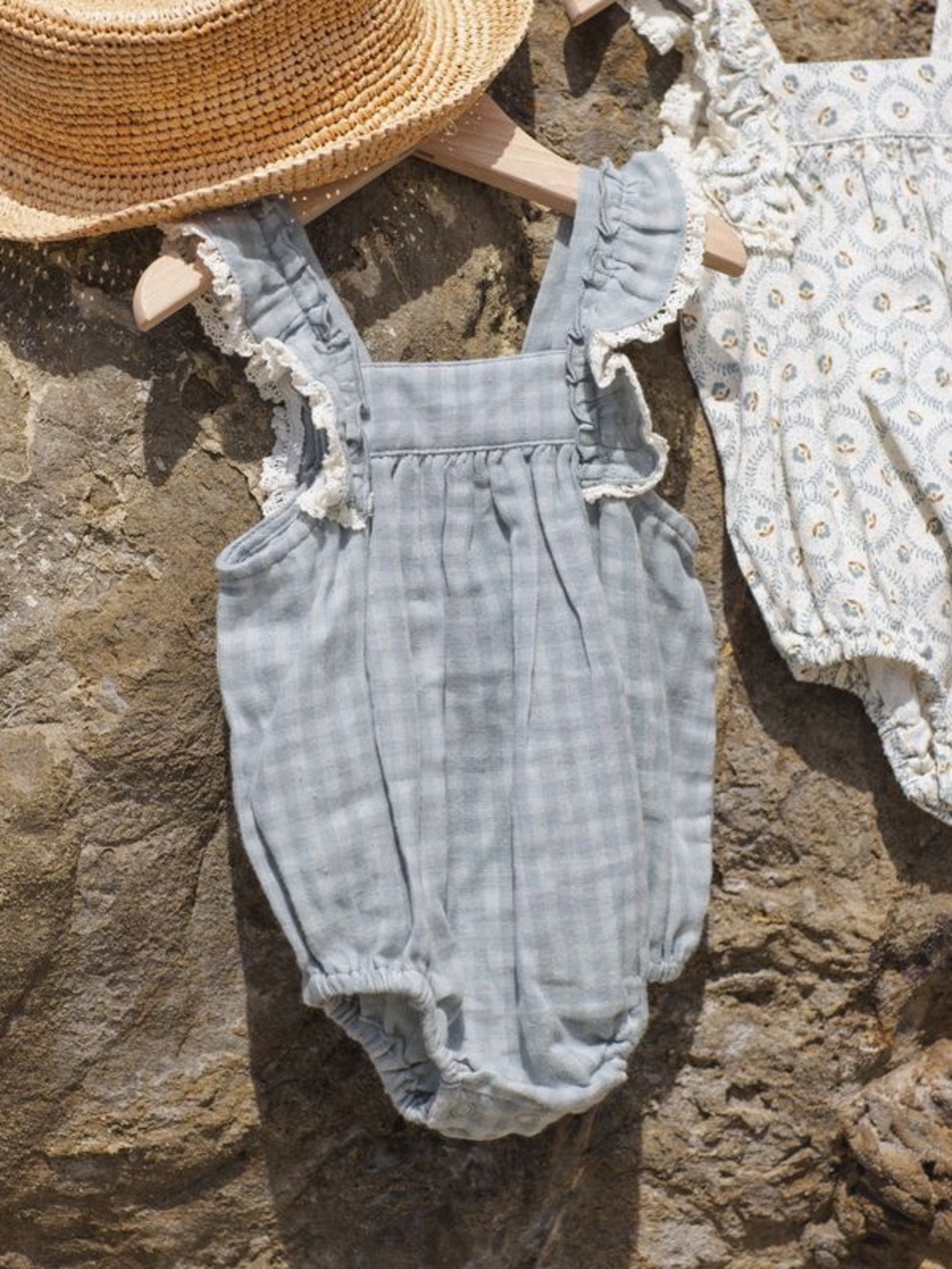 NWT Rylee + Cru Maya Romper Green Gingham